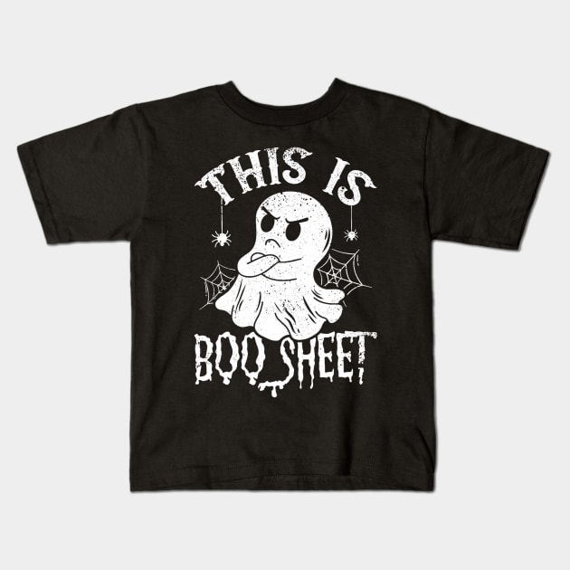 This Is Boo Sheet Spider Decor Ghost Spooky Halloween Kids T-Shirt by everetto